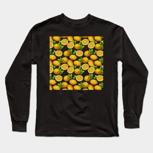 Cute Yellow Lemons Citrus Fruit Food Pattern Gift Long Sleeve T-Shirt